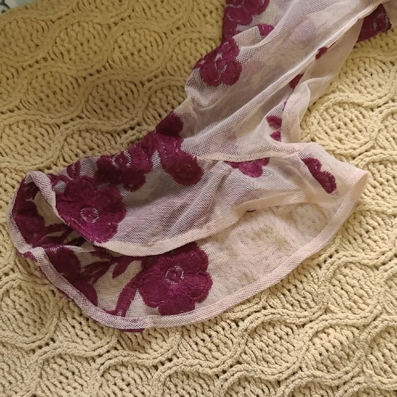 For Love And Lemons Temecula Tan & Purple Embroidered Mesh Mini Dress - Size S - Picture 5 of 10